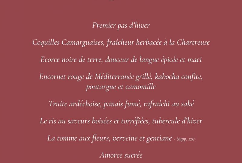 Menu de la Saint Valentin au restaurant Le Lavandin à Charols - 0