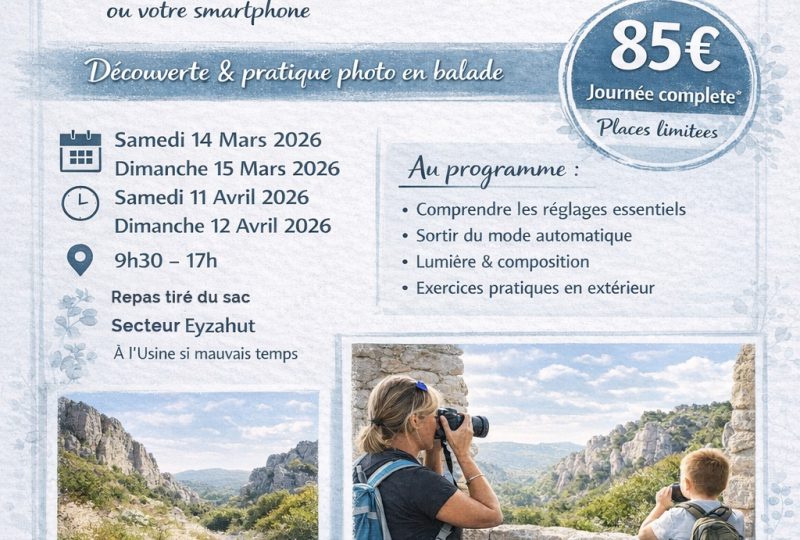 Stage photo – Maîtrisez votre appareil numérique à Eyzahut - 0