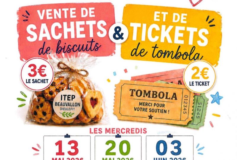 Vente de sachets de biscuits & tickets de tombola à Dieulefit - 0