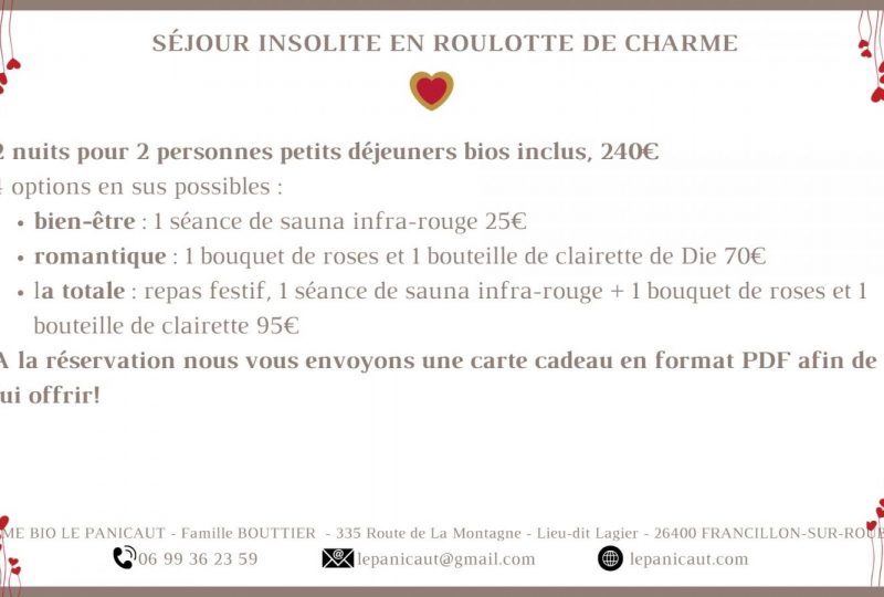 Saint Valentin insolite en roulotte de charme à Francillon-sur-Roubion - 1