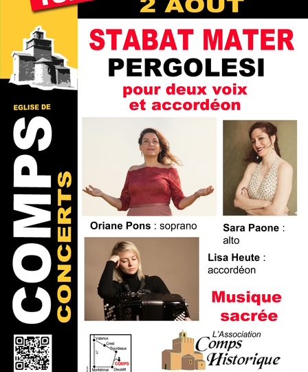 Comps concert : Stabat Mater de Pergolese pour 2 voix et accordéon à Comps - 0