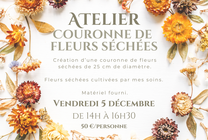 Atelier de fabrication d’une couronne de fleurs séchées à Dieulefit - 0
