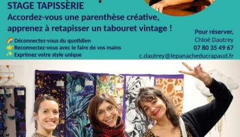Stage de tapisserie : retapisser un tabouret vintage_Pont-de-Barret