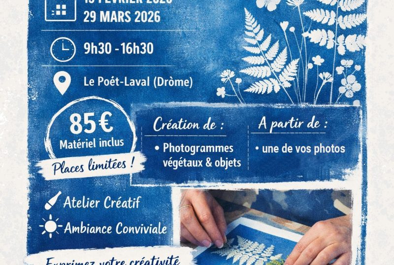 Stage cyanotype – Découverte création photographique à Le Poët-Laval - 0