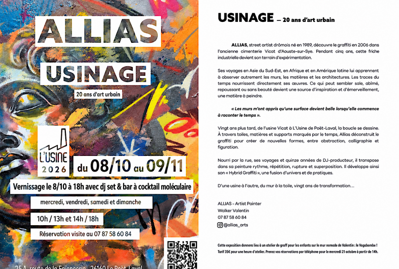 Exposition : Allias Usinage 20 ans d&rsquo;art urbain à Le Poët-Laval - 1
